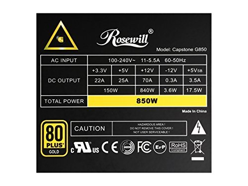 Rosewill Capstone G850 850 W 80+ Gold Certified Semi-modular ATX Power Supply